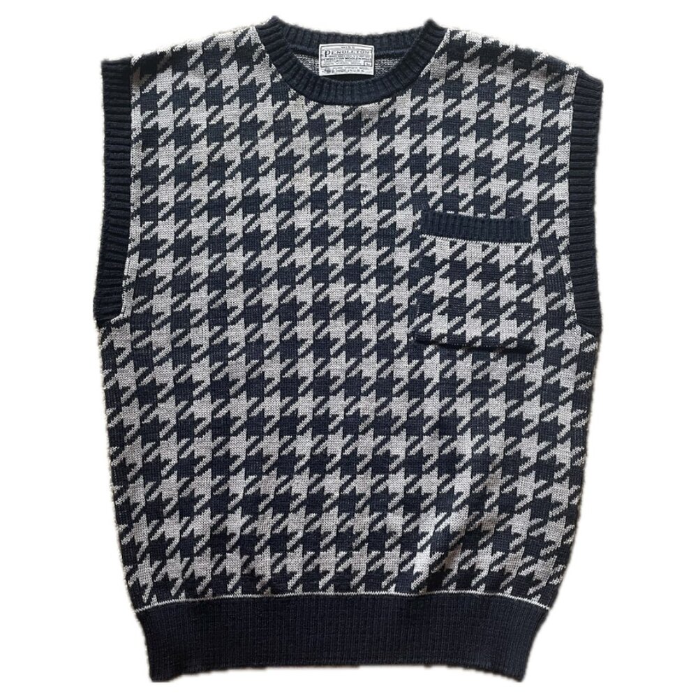 Vintage Pendleton Blue And Gray Houndstooth Print… - image 1